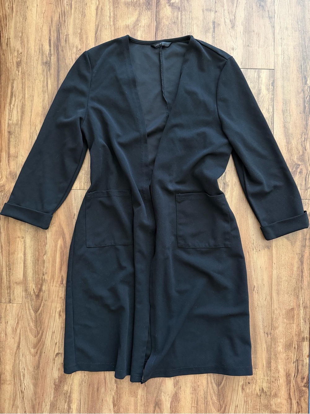 Black Open-Front Jacket/Blazer SHEIN